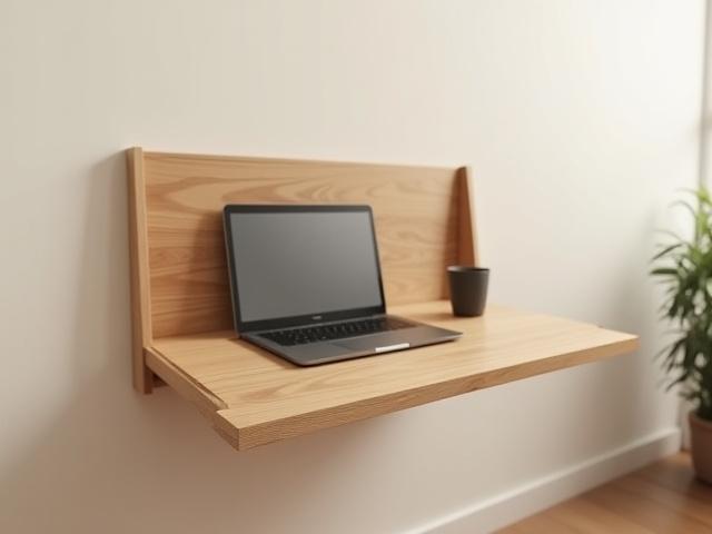 The Fold Wall Desk in use, showcasing its sleek design.
